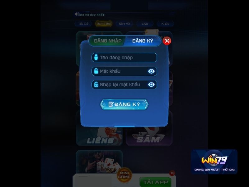 Bạn thao tác đăng ký tài khoản trên Win79
