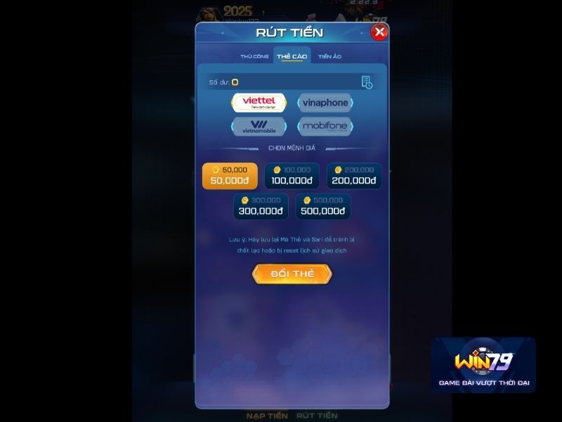 Các cách thức rút tiền Win79
